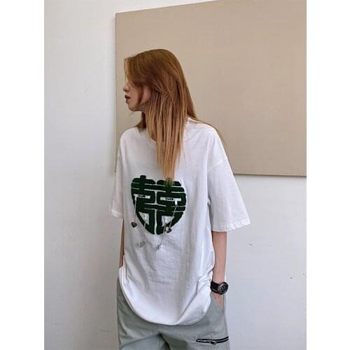 2021 summer Gaojie Guochao flocked T-shirts fried Street oversize casual versatile short sleeve top for men and women tees