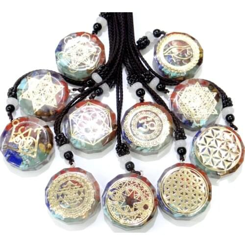 Natural lapis Amethysts Stone Retro Colorful Chips Chakra Orgone Energy beads Pendulum Amulet Reiki Healing Pendant Necklace 1pc