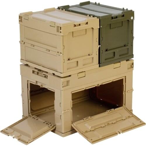 Multi-functional outdoor storage box stacking design household sorting cabinet structure stable folding car boot organizer