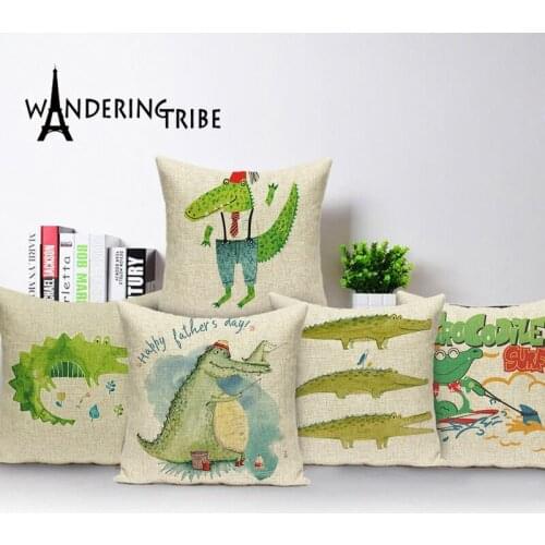 Cartoon Crocodile Cushions Cover Farmhouse Decor Pillow Covers Cushions Case Cute Animal Home Decorative Pillows Cases Cojines