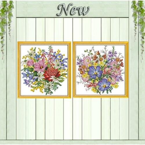 Wild bouquet flowers decor painting counted printed on the canvas DMC 11CT 14CT kits DIY Cross Stitch embroidery needlework Sets