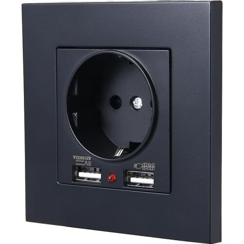 230 V Wall Socket Flush-mounted Socket with Dual 2.1 A USB Charging Ports Home Wall Charger Adapter DE Outlet PC Panel