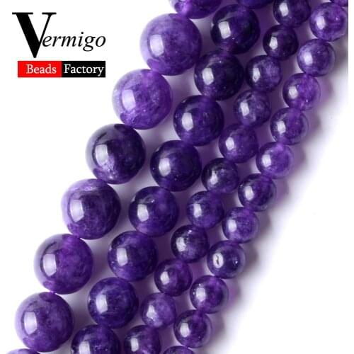 Natural Stone Purple Jades Amethysts Mineral Beads For Jewelry Making 6 8 10mm Round Angelite Beads Diy Bracelets 15inch