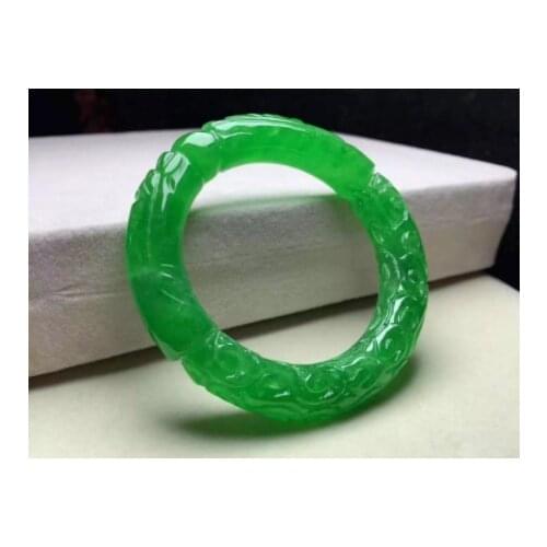 Natural Myanmar green jade bangle hand carved dragon jade bracelets jade jadeite bangles jade jewelry bracelet
