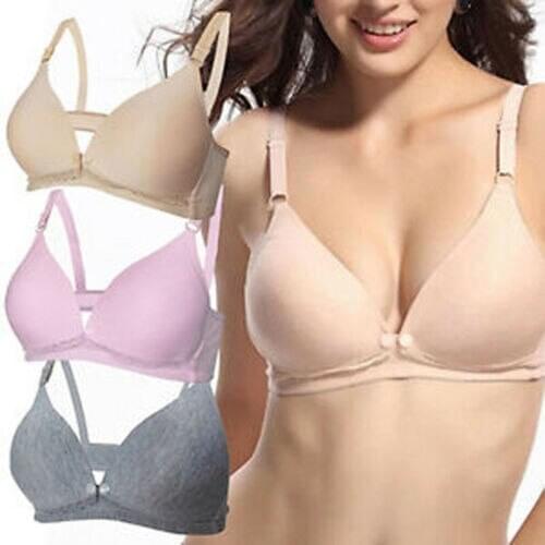 New Women Bras Solid Color Maternity Nursing Bra Cotton Underwired Breastfeeding Bras Women Feeding Bras