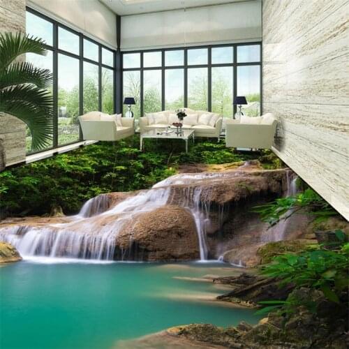 Beibehang Wallpaper Mural Wall Sticker Aesthetic Romantic Waterfall Water Making 3D 3D Floor Sticker papel de parede