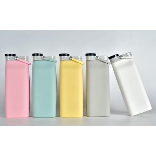 0.6L Folding Silicone Water Bottle Reusable Sport Travel Portable Collapsible Drink Kettle Outdoor Water Bottle for Cycling Camp