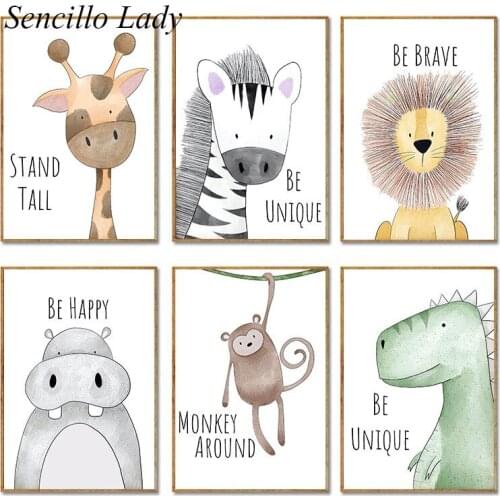 Forest Animal Child Poster Giraffe Dinosaur Print Baby Nursery Wall Art Canvas Painting Nordic Kid Bedroom Decoration Picture