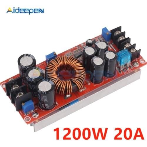 1200W 20A Step-Up Boost Constant Current Power Supply Module DC 8V-60V to DC 12V-80V Adjustable Transformer 12V 24V 48V