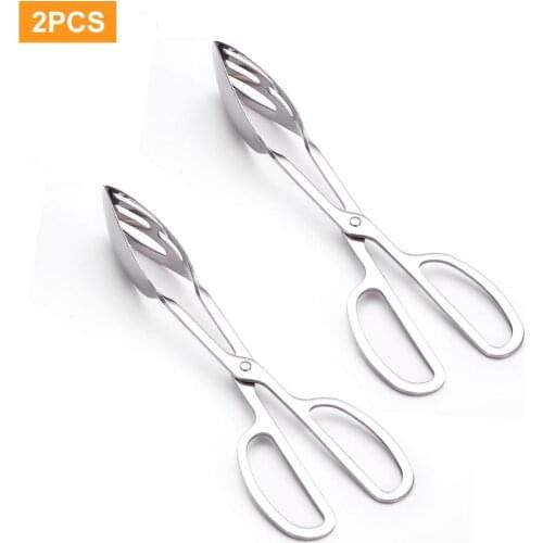 2pcs Stainless Steel Thickening Serving Tongs Scissor Tongs Buffet Party Catering Food Serving Tongs Salad Tongs Cake Tongs