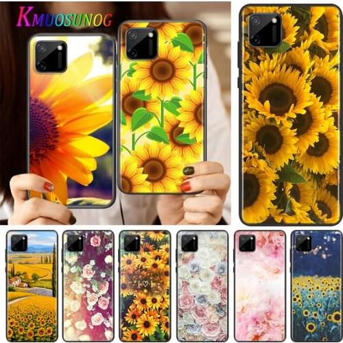 Rose Sunflower Flowers Silicone Cover For Realme V15 X50 X7 X3 Superzoom Q2 C11 C3 7i 6i 6s 6 Global Pro 5G Phone Case