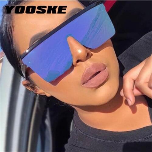 YOOSKE Vintage Oversized Sunglasses Women Black One Piece Cool Driving Square Sun Glasses Men Brand Designer Retro Eyewear