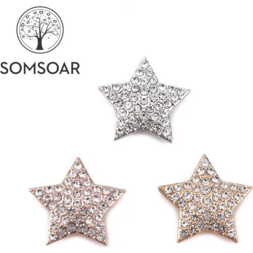 Somsoar Jewelry 2.8cm Full Crystal Big Star Shape Slide Charms fit 10mm Mesh Bracelet and Leather Wrap Bracelet 10pcs/lot