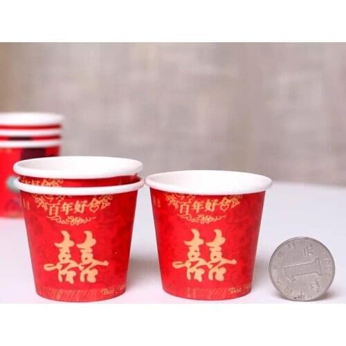 Free shipping 50pcs/lot Wedding Double happiness disposable small paper cups toast small paper cups red cups