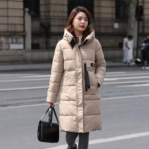 Hooded Warm Coats Womens Hooded Slim Ladies Casual Long Winter Jacket Pockets Zipper Padded Parkas for Female Fashion
