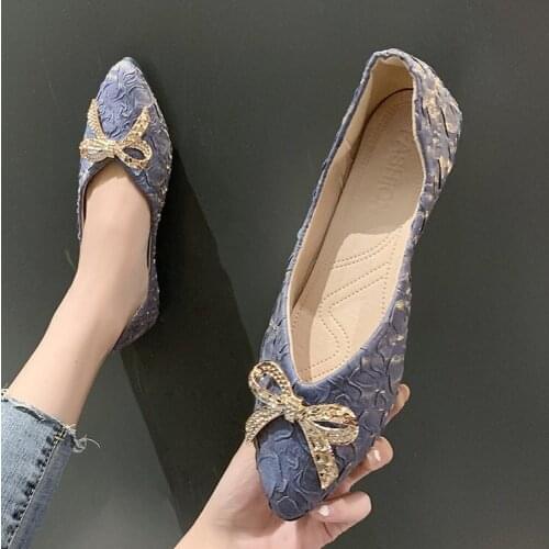 Pointed flat single shoes for women spring/summer 2021 versatile pumps web celebrity water drill soft soles with flat heels
