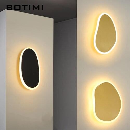 BOTIMI Unique Golden LED Wall LampFor Living Room Decor Black Wall Sconce irregularity Modern Wall Mounted Bedroom Indoor Lights