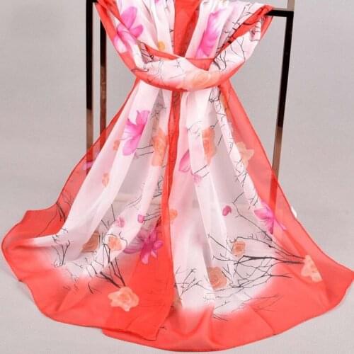 2020 NEW FAL/WIN Branch flower print chiffon scarf silk square hijab cool shawl ladies foulard femme Scarves hair bufanda mujer