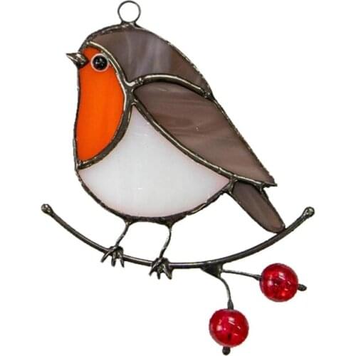 Hanging Birds on Wire High Stained Suncatcher Window Panel Home Room Decor