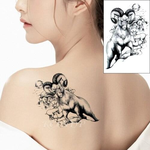 Waterproof Temporary Tattoo Sticker Sheep Goat Forest Moon Fake Tattoo Flash Tattoo Hand Arm Leg Body Art for Women Men