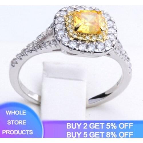 YANHUI New Dazzling Yellow Zircon Stone Vintage Cocktail Party Ring With Micro Paved Proposal Engagement Ring Fashion Jewelry
