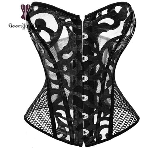 Plus Size Underwear Coselet Women Sexy Transparent Mesh Hollow Out See Through Lingerie Corset Top With G String