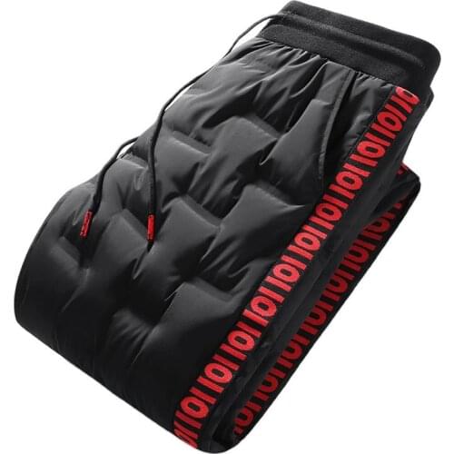 ANSZKTN new style Winter Down Cotton Pants 90% White Duck Down High Waist Thick Warm Down Trouser Outdoor Hiking Waterproof Pant