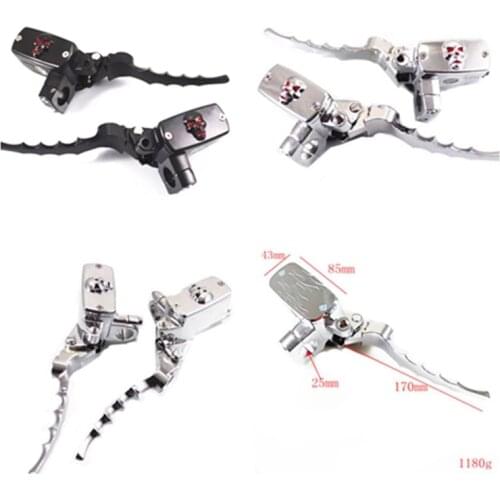 1" 25mm Skull Hand Control Reservoir Brake Clutch Levers Motorcycle For Harley Yamaha Suzuki Kawasaki Honda BWM Cruiser Bobber
