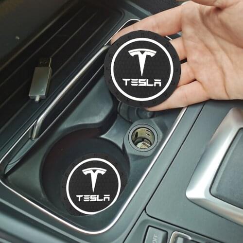 2pcs Car Auto Water Cup Slot Non-Slip Mat Accessories For Tesla model 3 model X Y style Roadster Accessories Car Styling