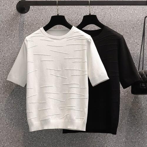 2021 Women Thin Knitted Pullover Korean O-neck Knitwear Fashion Short Sleeve Sweater Sun Protection Summer Thin Ropa Mujer