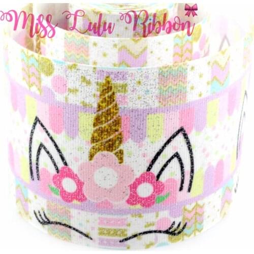 3"75mm Full Silver Glitter Cartoon Series Flower Patterns Printed Grosgrain Ribbon DIY Party Decor Hair Band Making 5yards/roll