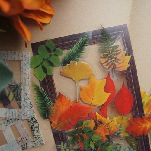 40pcs Leaves In Spring and Autumn Style PVC Sticker Scrapbooking DIY Gift Packing Label Decoration Tag