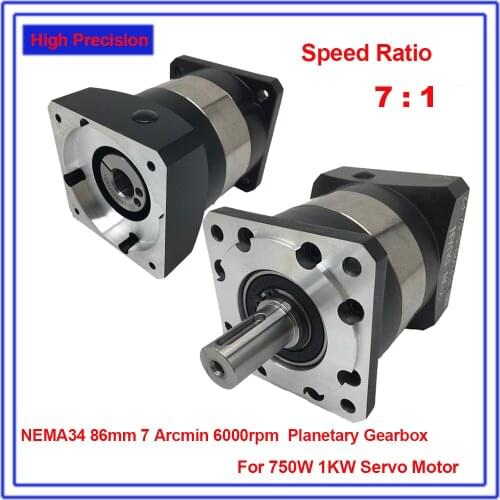 7 :1 Speed Ratio 7 Flange 90mm 7Arcmin Planetary Reducer 19MM Input Gearbox Reducer For 750W 1 KW Servo Motor CNC