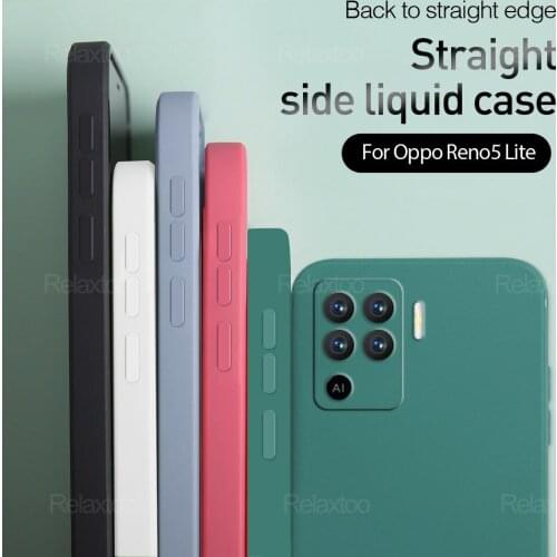 Square Liquid Case For OPPO Reno5 Lite Soft Phone Cover Reno 6 5 4 5F 5K Find X3 A94 A74 A54 A93 A73 A55 A72 A52 A92 F19 F17 Pro