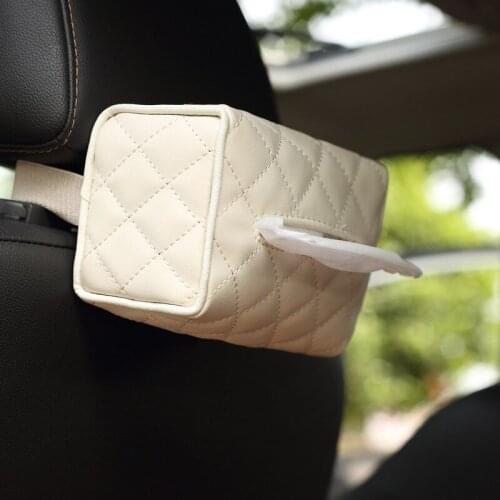 CHIZIYO 2 Colors Car Sun Visor Leather Clip Tissue Box Seat Back Paper Towel