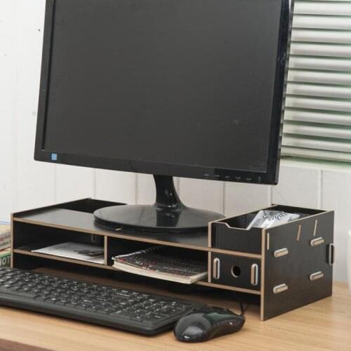Wooden Monitor Holder Bracket Computer Stand Desktop Storage Shelf Laptop Stand Screen Rack Desk PC Riser Organizer 3 Colors