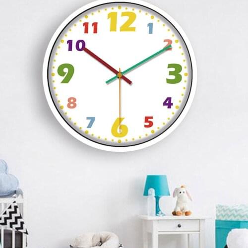 Kids Children Wall Clock 12 Inch Colorful Decorative Easy to Read Classroom