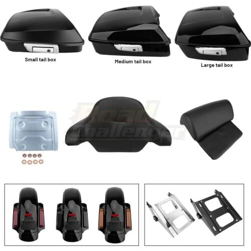For Harley Touring Street Glide 14-20 Moto King Chopped Pack Trunk Backrest Pad/Fender Extension Fascia/Luggage Rack/Base Plate