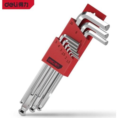 Deli 9 PCS L Type Screwdriver Hex Wrench Set Key Hexagon Flat Ball Star Head Spanner Key Set Hand Tools Wrench Elbow Pipe