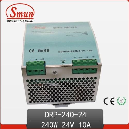 240W 24V 10A Single Output AC-DC Industrial Din Rail Switching Mode Power Supply DRP-240-24 With CE RoHS Certificate