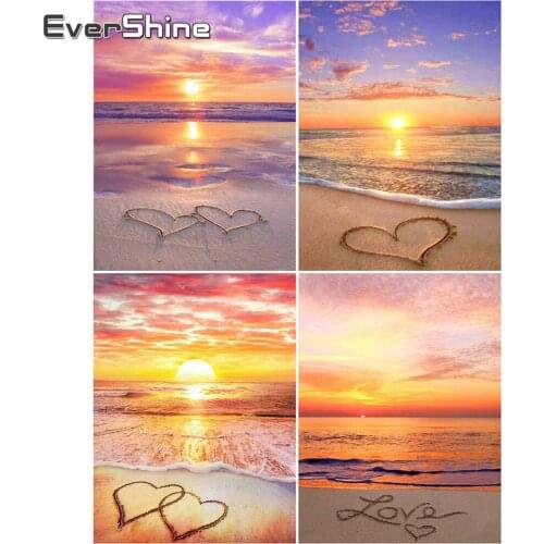 EverShine DIY Diamond Painting Love Beach Full Diamond Embroidery Sunset Mosaic Landscape Rhinestones Kits 5D Handmade Gift