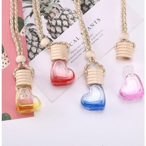 5ml Colorful Aroma Diffuser Heart Shaped Essential Oil Aromatherapy Bottle Empty Fragrance Air Freshener 25pcs/lot Auto Pendant