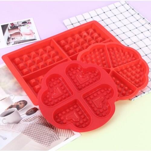 1Pcs Silicone Cake Waffle Mould Waffles Pan Rectangle Heart-shaped Bakeware Nonstick Baking Mold Kitchen Cooking tools DIY Cake