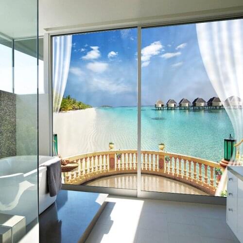 Customized opaque bathroom shading anti-peep glass film frosted door window glass sticker toilet sea view