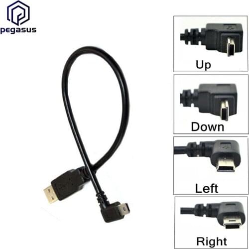 90 Degree Angle USB 2.0 A Male to Mini B 5 Pin right/Left/up/down Male Cable Adapter 0.25m