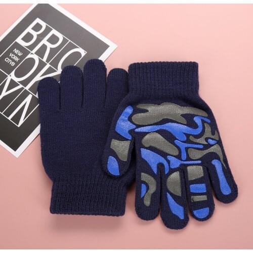 Camouflage Thick Warm Kids Gloves Winter Finger Mittens Children Cashmere non-slip Cashmere Finger Gloves For Children