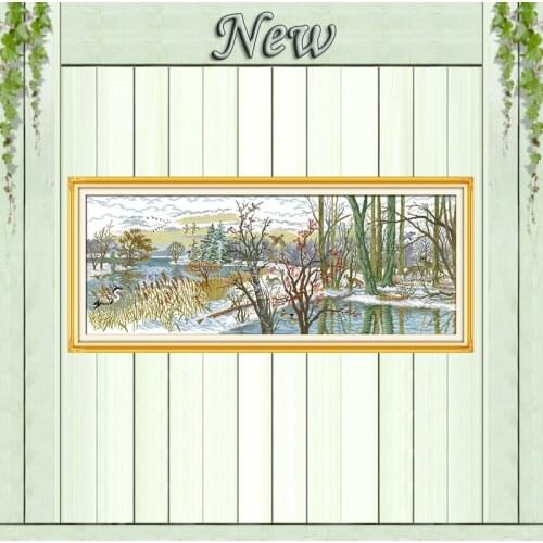 Beautiful lake,Counted Printed on canvas DMC 11CT 14CT Cross Stitch kits,needlework Set embroidery,The forest Scenery Home Decor