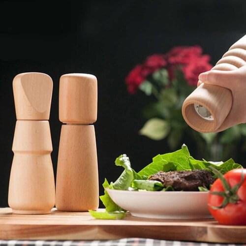 Solid Wood Beech Spices Pepper Mill Rinder Shaker Herbs Salt Grinder Containers Manual Moedor De Pimenta For Kitchen Tools Grain