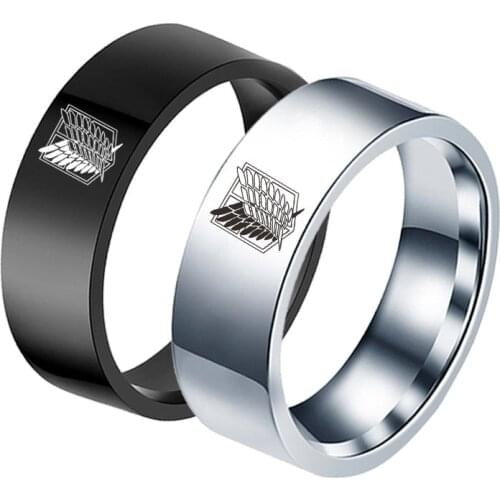 Fashion Men’ s Jewelry Attack Giants Freedom Wings Logo Rings Stainless Steel Ring for Men Engagement Ring 8mm