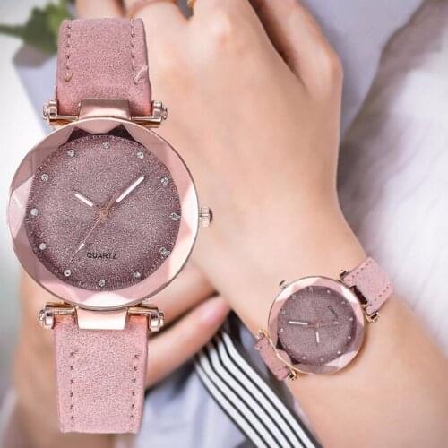 Fashion Ladies Leather Watch Clock Women Watch Rhinestone Romantic Starry Sky WristWatch for Women Relogio Feminino Montre Femme